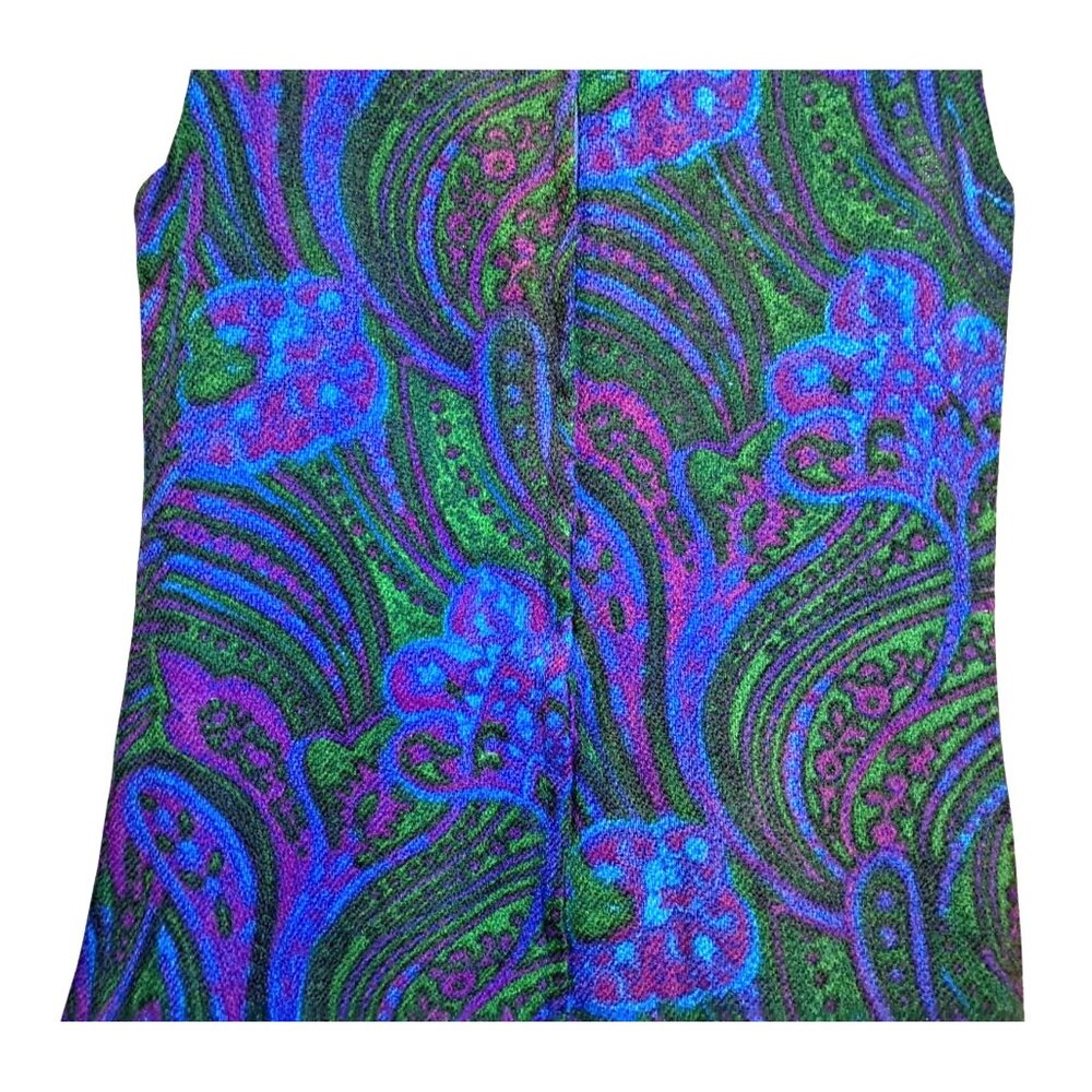 Vintage Mod Paisley Dress Wool GoGo Psychedelic Purple XS/S 60s - Picture 7 of 14